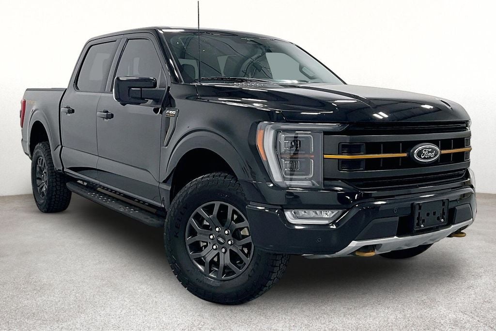 2023 Ford F-150 Tremor in Agate Black Metallic — front three-quarter view