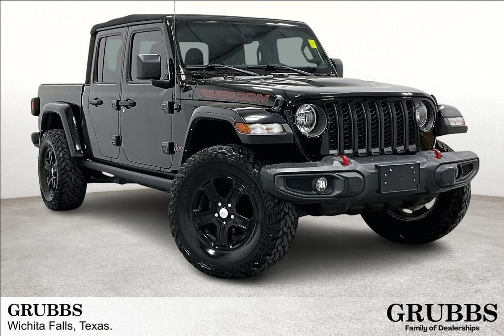 2023 Jeep Gladiator Rubicon in Black Clearcoat — front three-quarter view