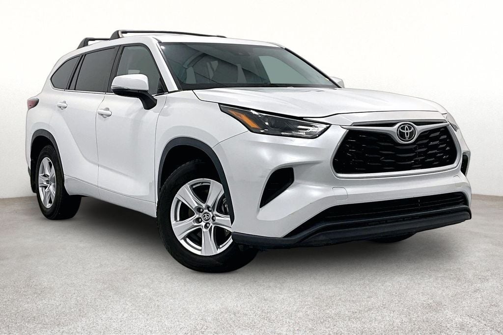 2023 Toyota Highlander L in Wind Chill Pearl — front three-quarter view