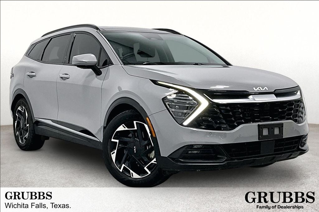 2023 Kia Sportage SX-Prestige in Wolf Gray — front three-quarter view