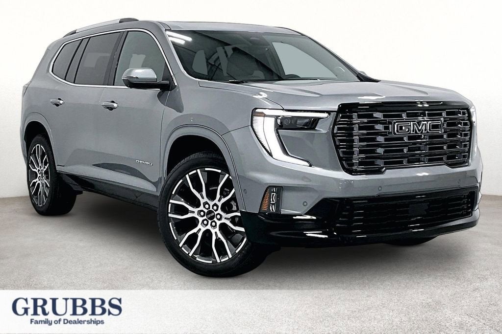 2026 GMC Acadia Denali Ultimate in Sterling Metallic — front three-quarter view