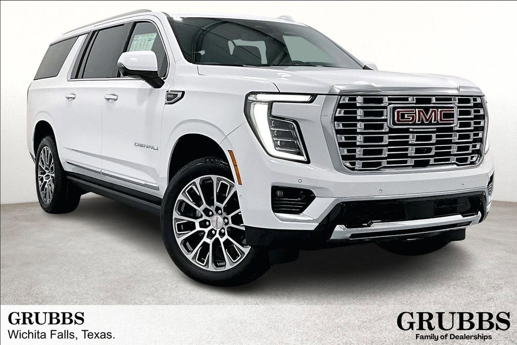 2026 GMC Yukon XL Denali in Summit White — front three-quarter view