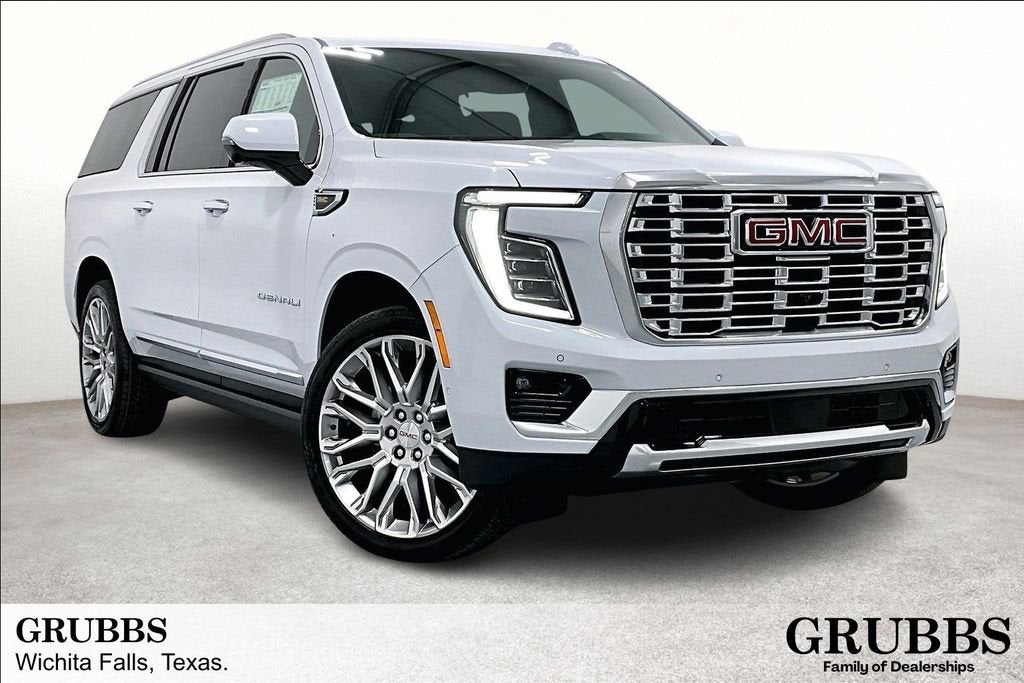 2026 GMC Yukon XL Denali in Glacier White Tricoat — front three-quarter view