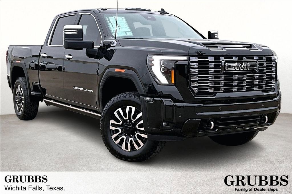 2026 GMC Sierra 2500 HD Denali Ultimate in Onyx Black — front three-quarter view