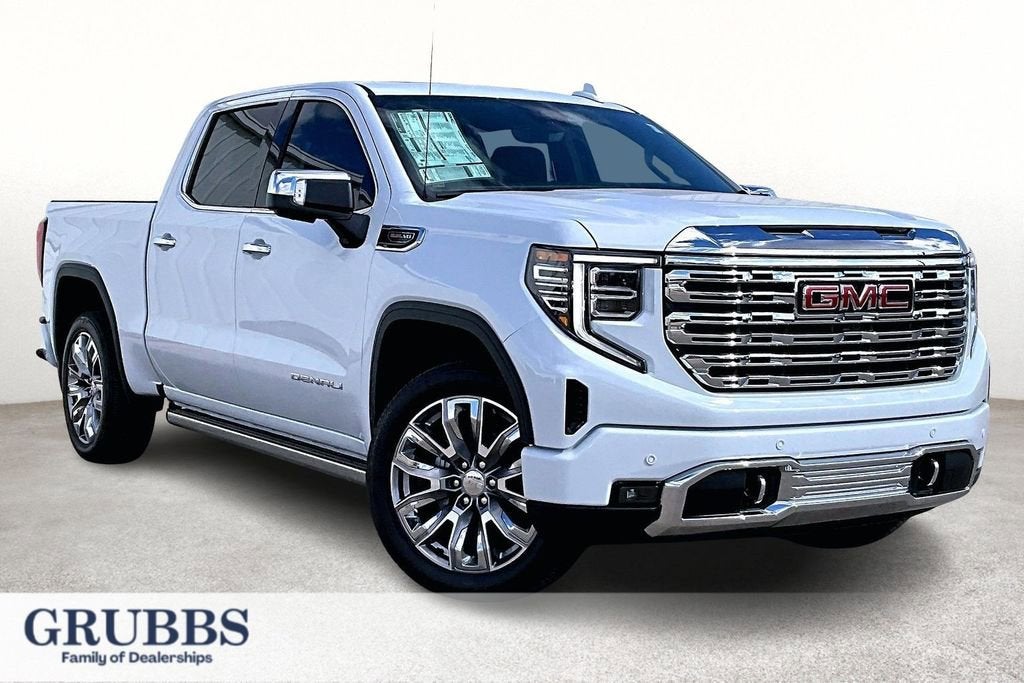2026 GMC Sierra 1500 Denali in Glacier White Tricoat — front three-quarter view