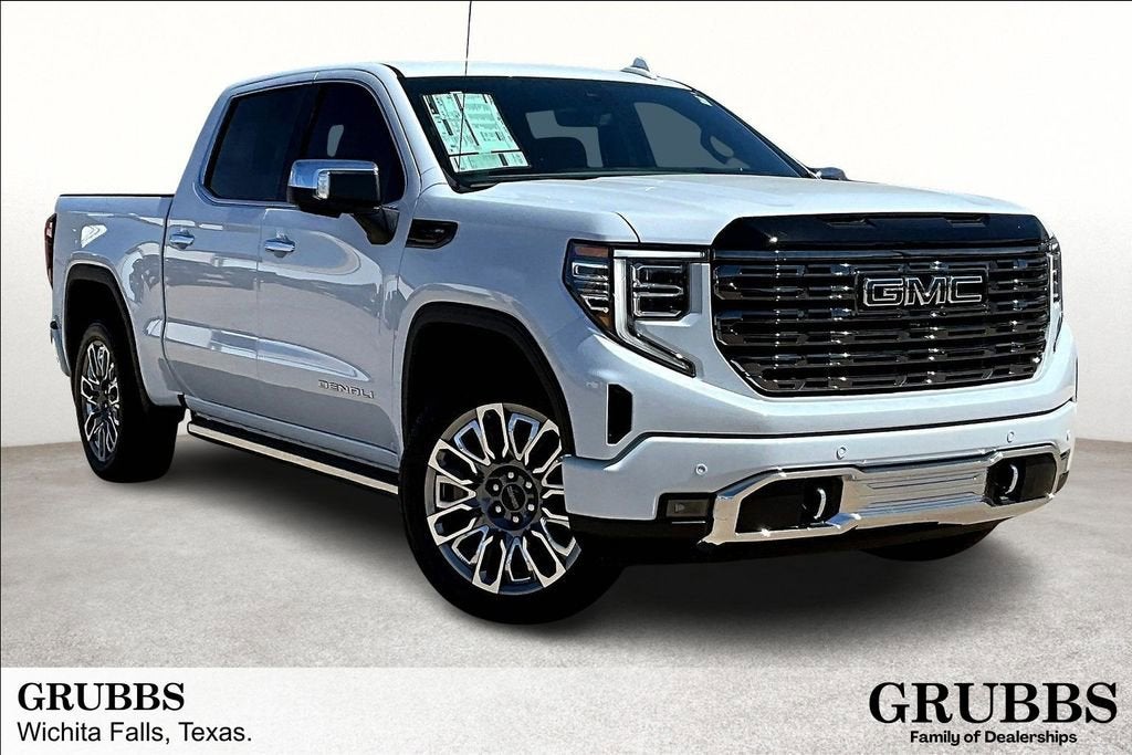 2026 GMC Sierra 1500 Denali Ultimate in Glacier White Tricoat — front three-quarter view