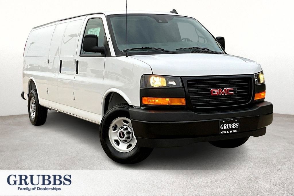 2025 GMC Savana Cargo Work Van in Summit White — front three-quarter view