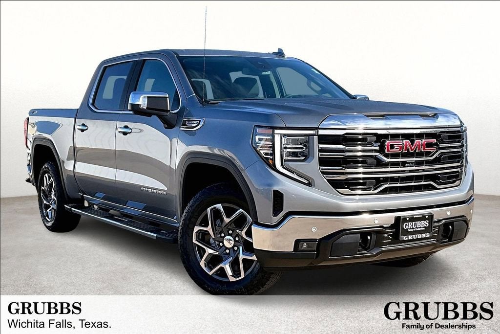 2026 GMC Sierra 1500 SLT in Sterling Metallic — front three-quarter view